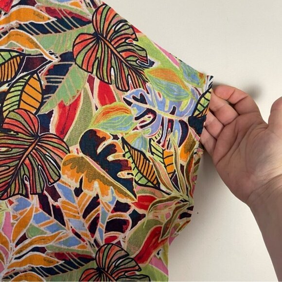 C&C California Womens sz small Linen Rainbow Tropical Floral Kaftan Midi Dress - Picture 4 of 13